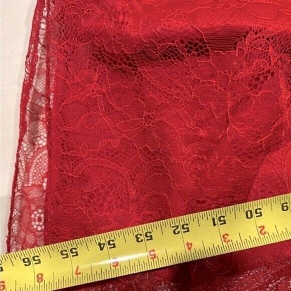 Allover Lace A-Line women long Dress F19635 color apple, red, XS - Picture 9 of 16